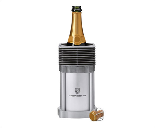 The Porsche 911 Classic Bottle Cooler is made from a ribbed cylinder from 