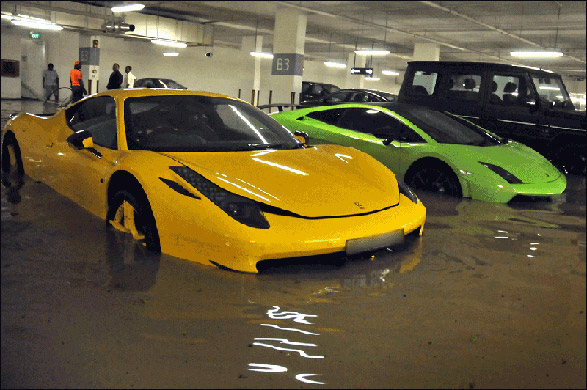 Parking Garage With Luxury Cars Flooded Twisted Lifestyle